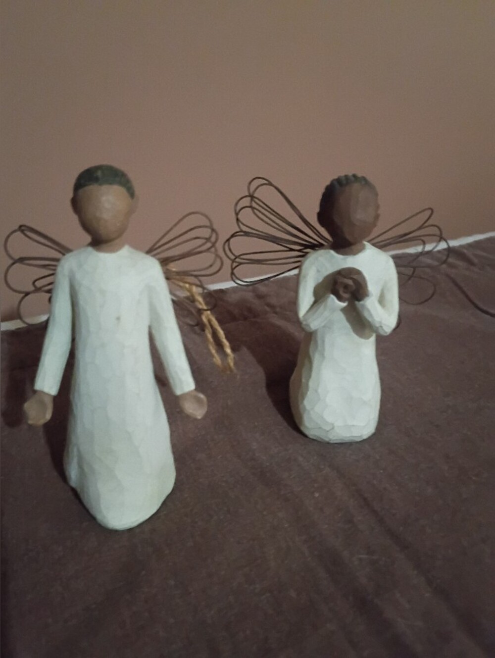 Willow Tree Cream and Brown Angel Figurines
